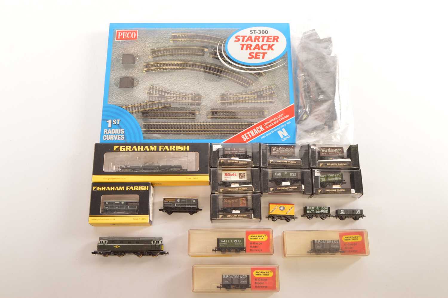 Lot 70 - N Gauge Freight Stock Track Pack and Diesel Locomotive (19)