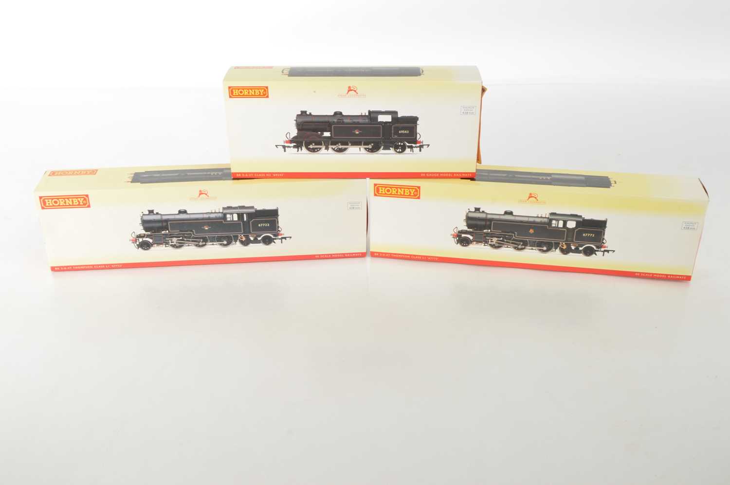 Lot 84 - Hornby 00 Gauge boxed BR weathered black Thompson L1 2-6-4 and Class N2 0-6-2 Tank Engines (3)
