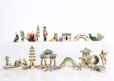 Lot 794 - Chinese pottery miniature garden figures and ornaments