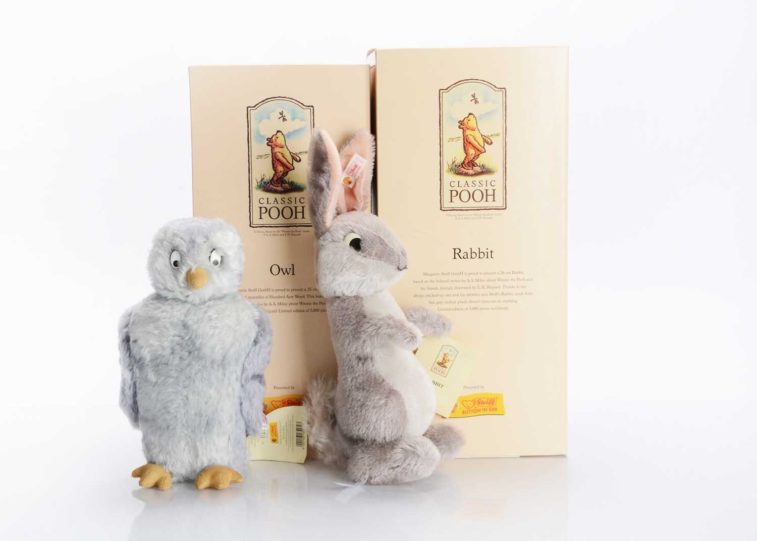 Lot 12 - Two Steiff limited edition Owl and Rabbit soft toys from the Classic Pooh Collection