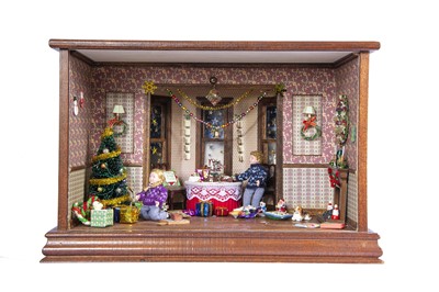 Lot 848 - A modern miniaturist dolls’ house room box Christmas Morning