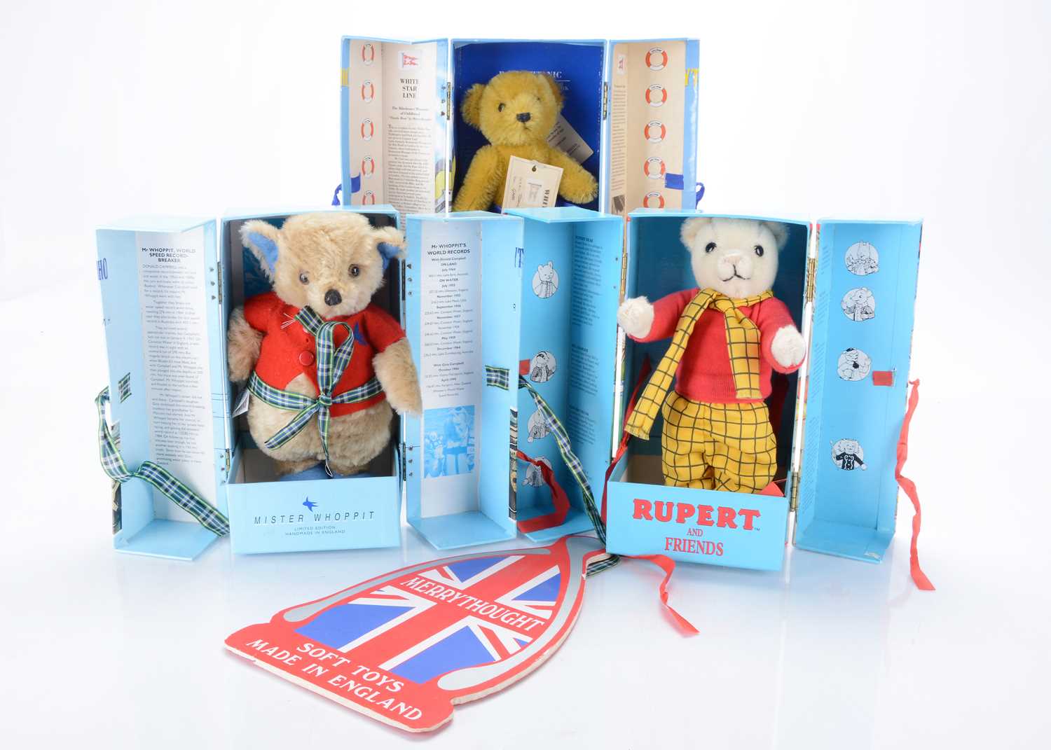 Lot 40 - Three Merrythought teddy bears, with presentation boxes