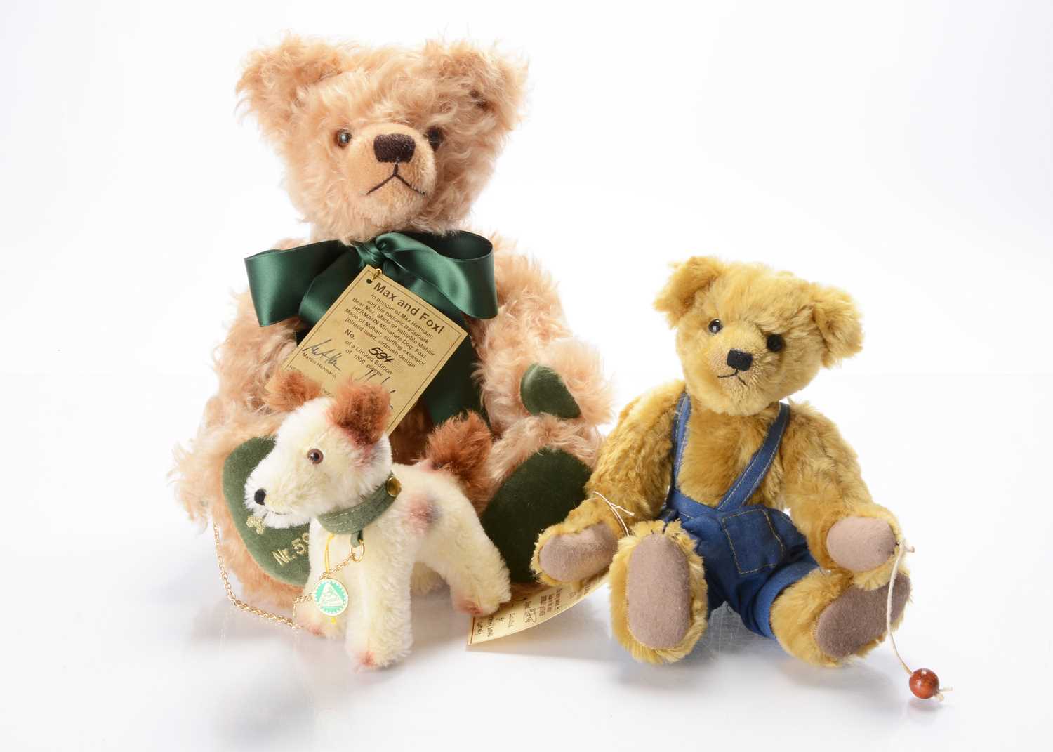 Lot 66 - A limited edition Hermann teddy bear, Max and Foxl dog
