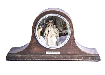 Lot 859 - A Chapel Road Miniatures Miss Havisham room box in oak mantel clock