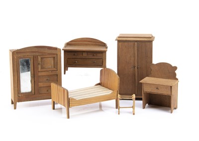 Lot 880 - German plain wood dolls’ house furniture