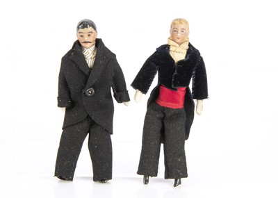 Lot 883 - Two bisque shoulder-head male dolls’ house dolls