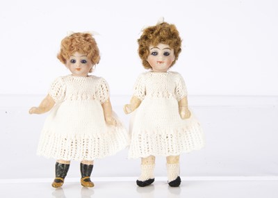 Lot 895 - Two German bisque headed dolls’ house dolls