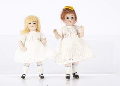 Lot 897 - Two German all-bisque dolls’ house dolls