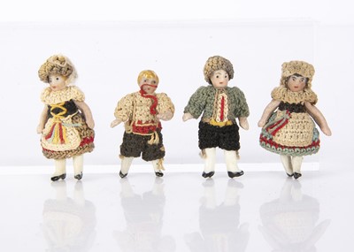 Lot 901 - Four Horn all-bisque miniature dolls’ house dolls