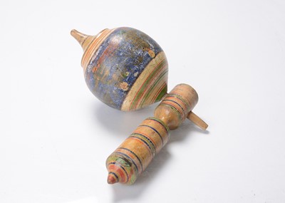 Lot 619 - An early 19th century turned wooden whistling spinning top