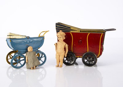 Lot 927 - A Wells lithographed tinplate dolls’ house perambulator