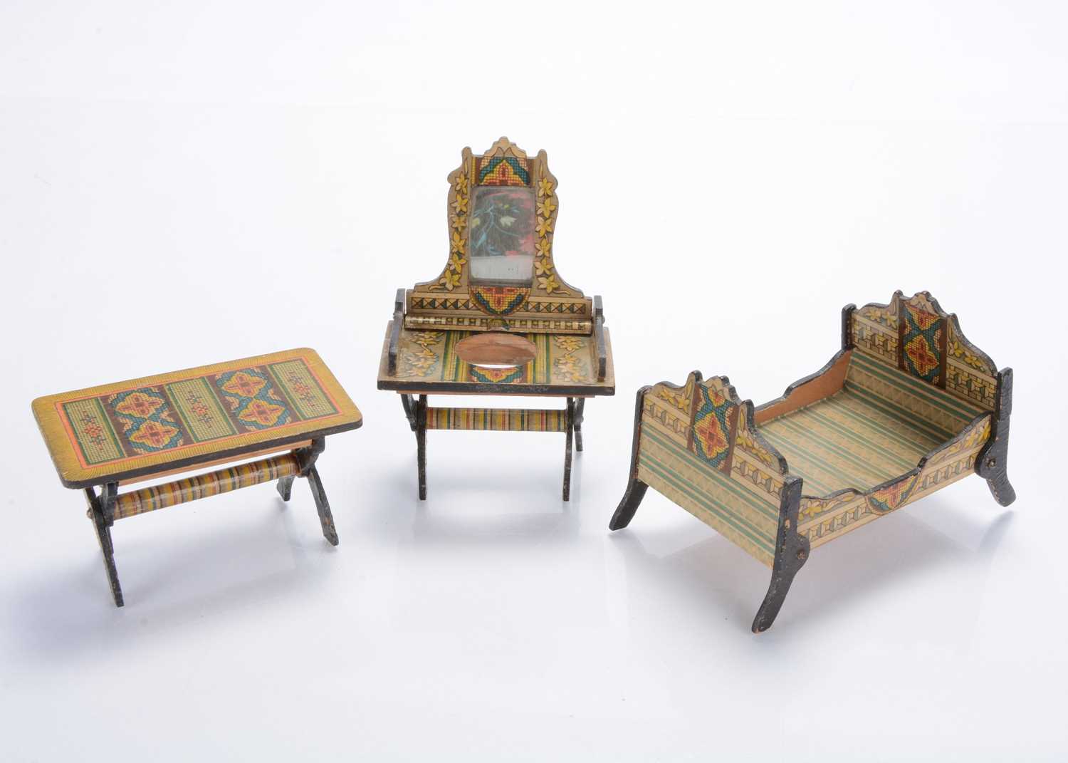 Lot 882 - Three unusual German collapsible dolls’ house furniture