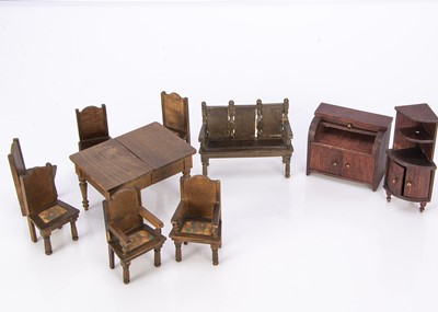 Lot 963 - German dark wooden dolls’ house furniture 1930s