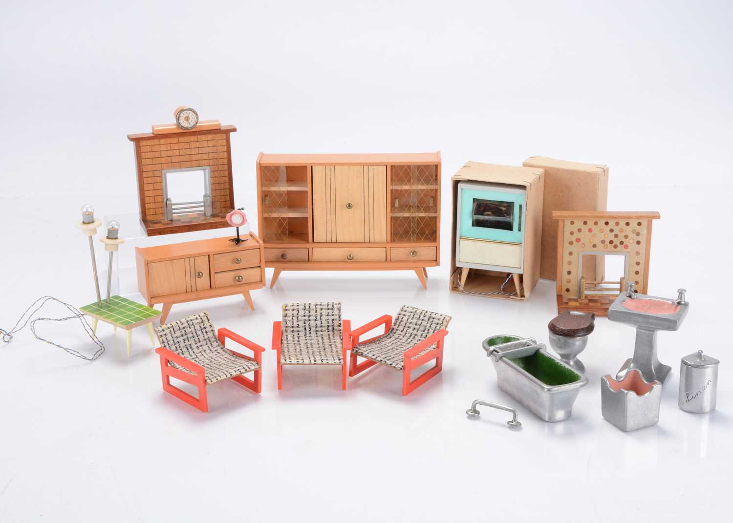 Lot 1201 - Mid century design dolls’ house furniture