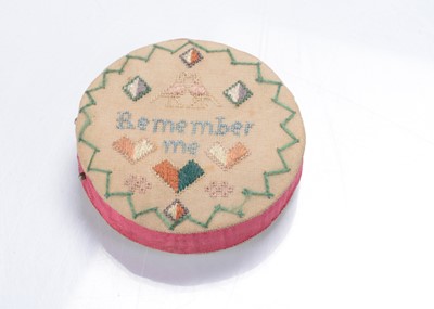 Lot 1458 - A mid 18th century English needlework and pin work basket containing an assortment of doll, sewing and miniature items