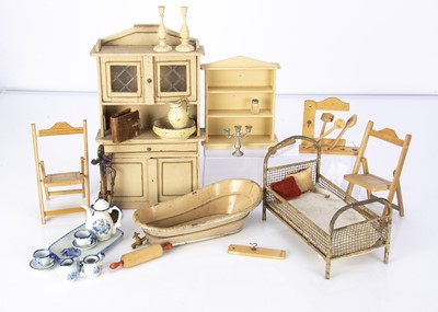 Lot 1003 - Large scale dolls’ house furniture and chattels