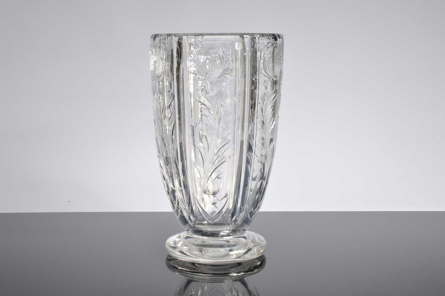 Lot 2 - A large and heavy cut glass vase