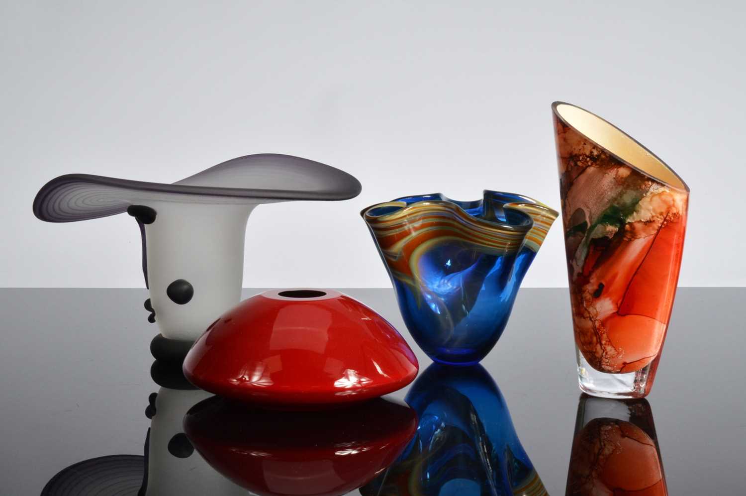 Lot 14 - Four second half 20th century studio glass items