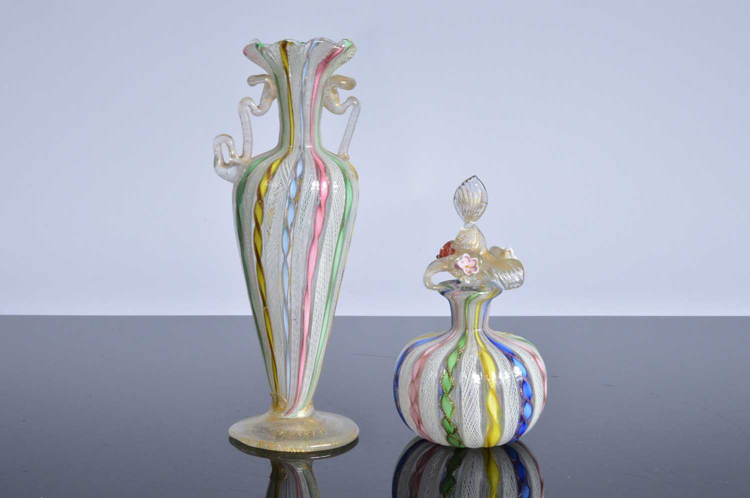 Lot 20 - Two 19th century Venetian Murano glass latticino items