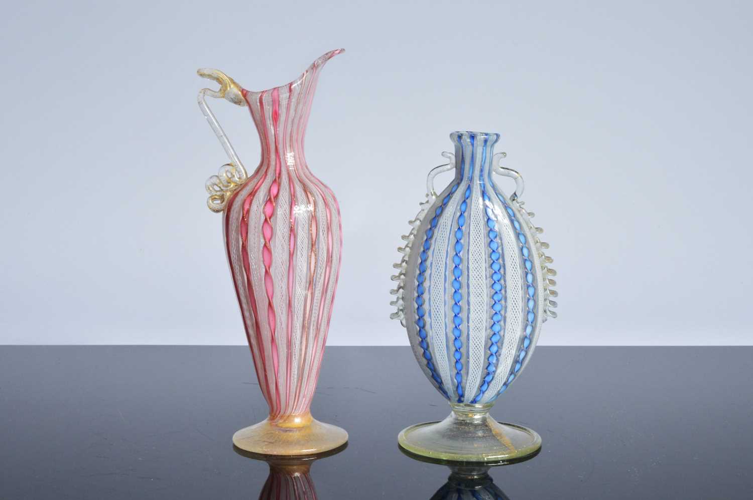 Lot 21 - Two 19th century Venetian Murano glass latticino items