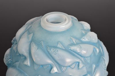 Lot 25 - A 1920s Lalique glass Camaret opalescent blue vase by Rene Lalique