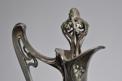 Lot 27 - A fine Art Nouveau WMF glass and pewter claret jug and six wine glasses