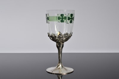 Lot 27 - A fine Art Nouveau WMF glass and pewter claret jug and six wine glasses