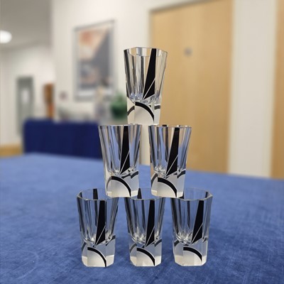 Lot 28 - An Art Deco Palda glass decanter and glasses set