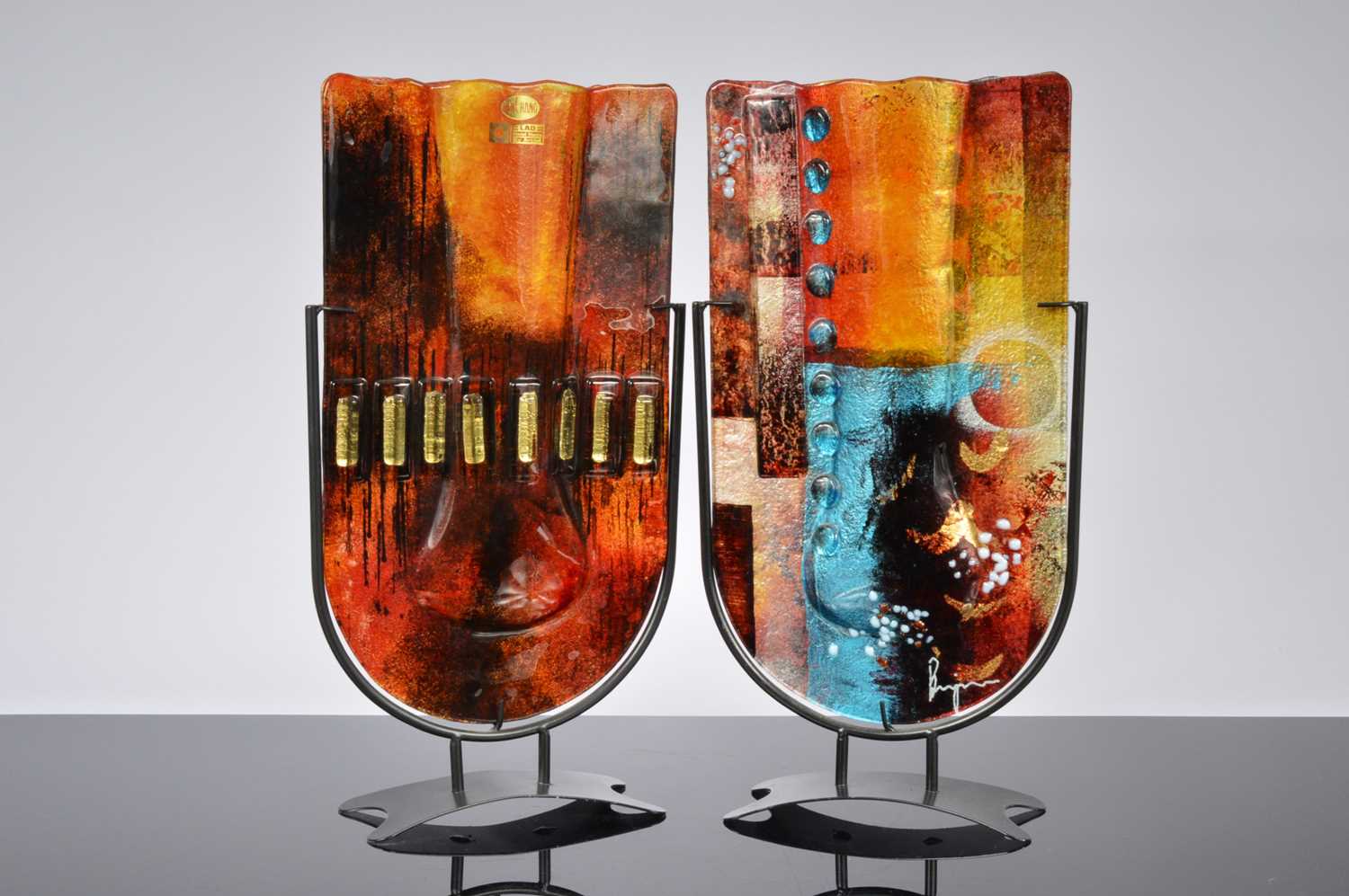 Lot 31 - Two large modern studio glass sculptural vases by Ben Chang