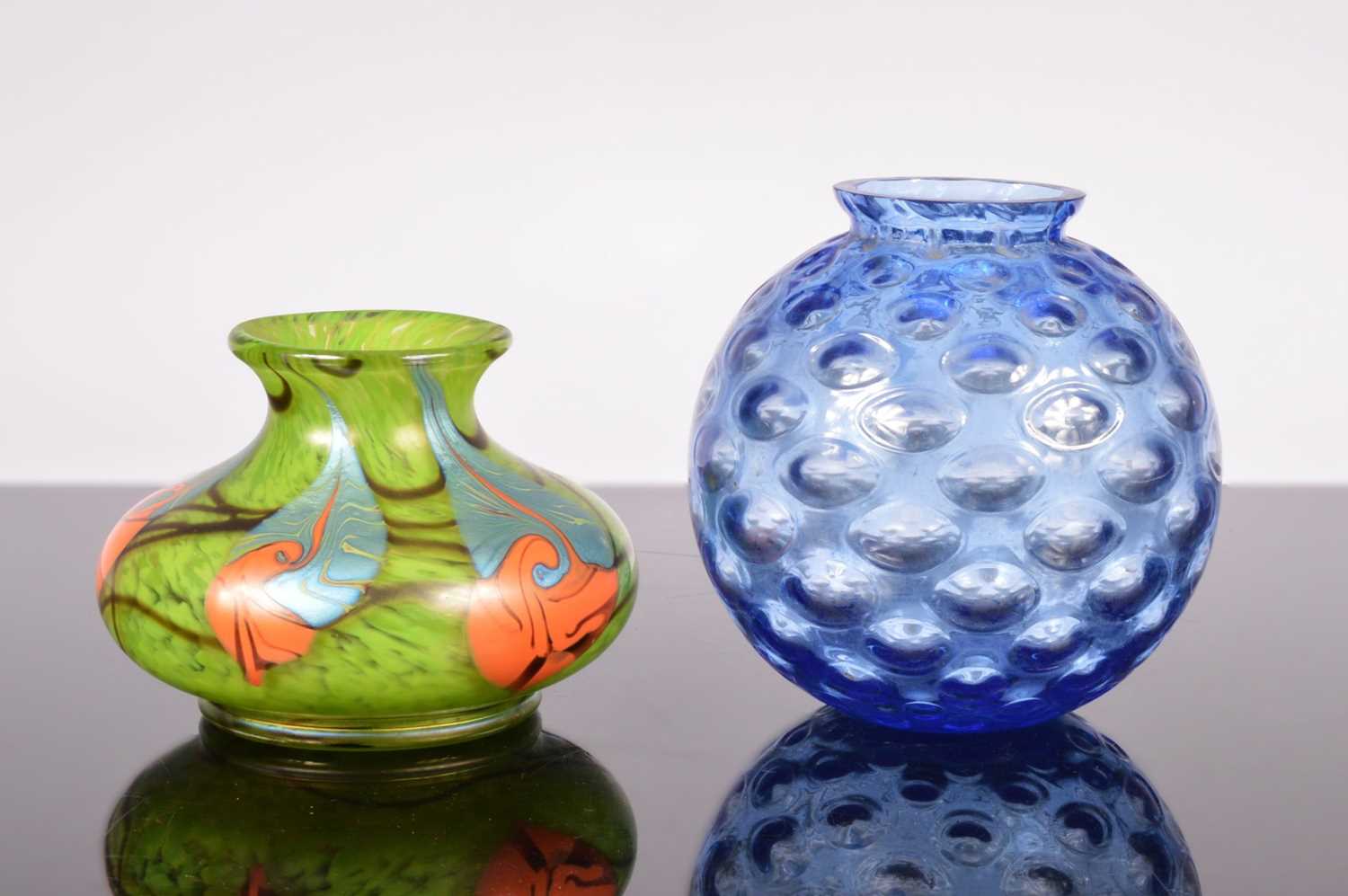 Lot 34 - A modern art glass posy vase and a blue glass spherical vase