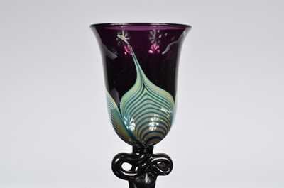Lot 44 - A 1970s American glass goblet by Roland C. Correia