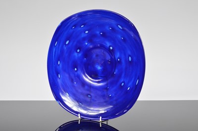 Lot 52 - An Art Deco blue glass charger by Charles Schneider