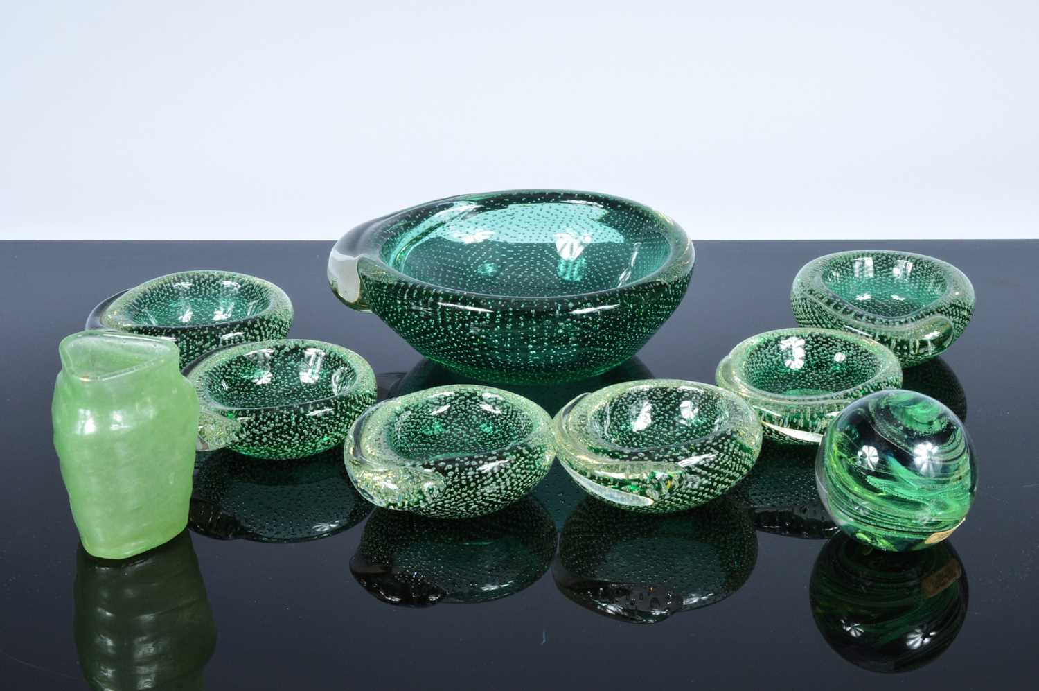 Lot 53 - A set of seven Whitefriars glass bowls and two other glass items