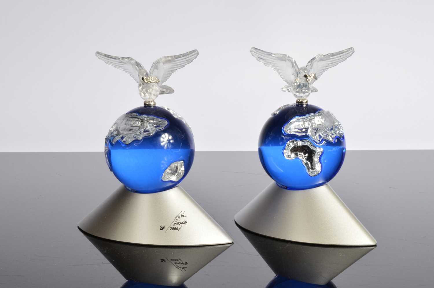 Lot 65 - Two Swarovski Millennium Crystal Globe and Dove