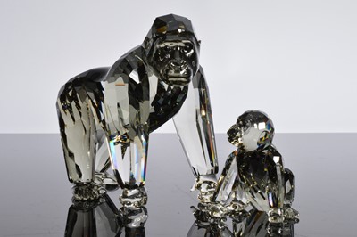 Lot 66 - Three Swarovski Gorillas Mother and Baby