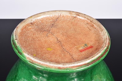 Lot 90 - A vintage Chinese porcelain green crackle glazed jar and cover