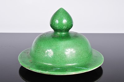 Lot 90 - A vintage Chinese porcelain green crackle glazed jar and cover