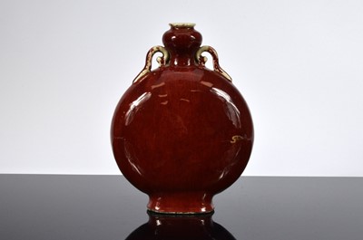 Lot 94 - A fine antique Chinese porcelain sang du beouf moon flask vase
