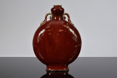 Lot 94 - A fine antique Chinese porcelain sang du beouf moon flask vase
