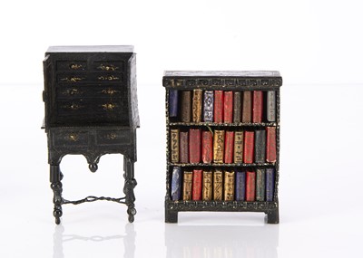 Lot 1016 - Rare Westacre Chinoiserie black lacquered dolls’ house furniture 1920s