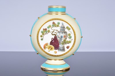 Lot 205 - A pair of Victorian period Minton porcelain moon flask vases