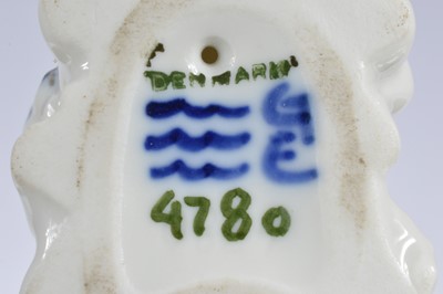 Lot 210 - Two small Herrend porcelain animals and a Royal Copenhagen porcelain polar bear group