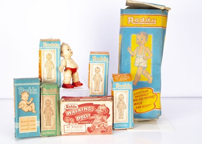 Lot 1036 - Roddy hard plastic dolls in original boxes