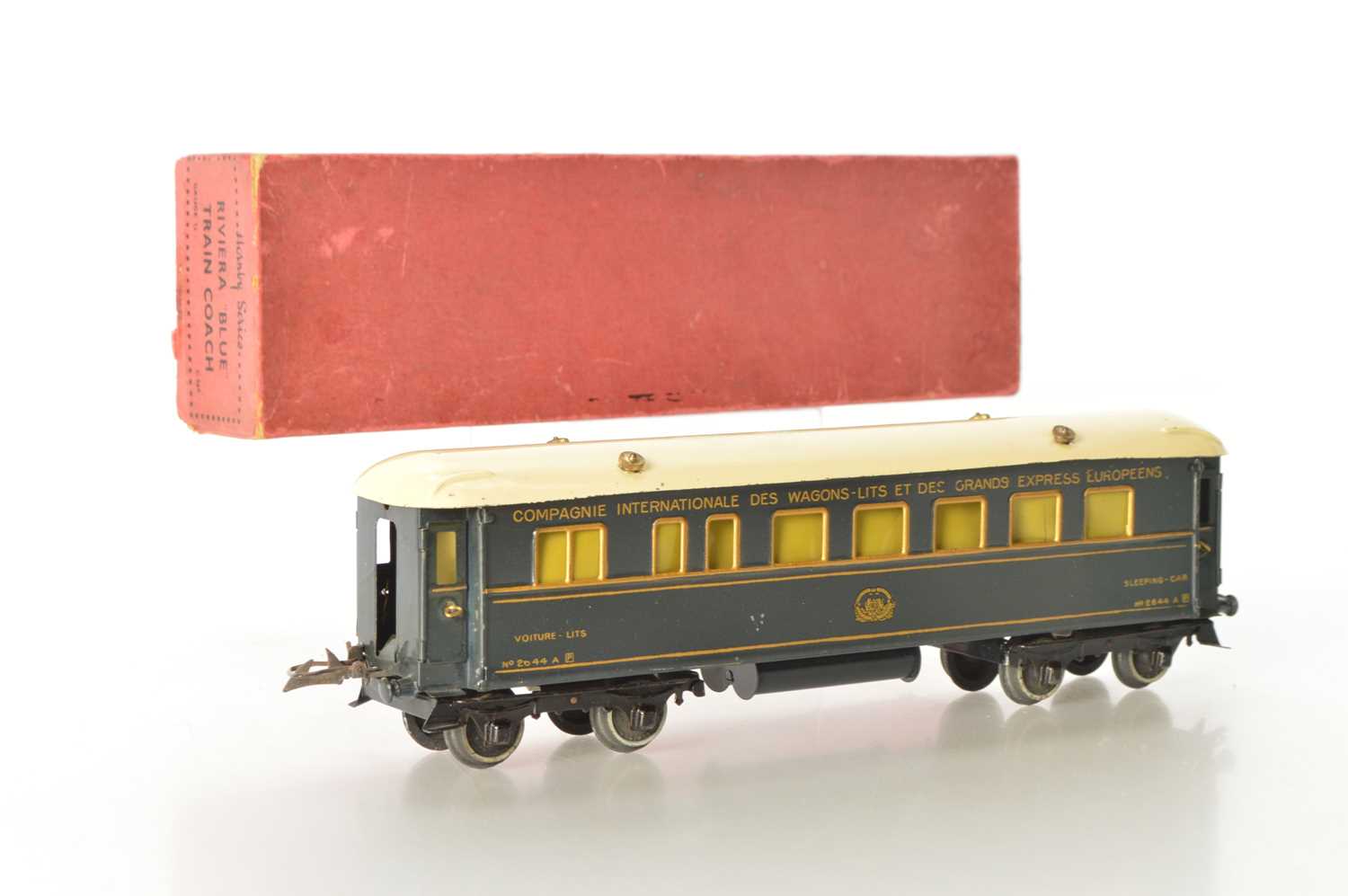 Lot 32 - French Hornby 0 Gauge Wagon lits Grand European Express Riviera blue Sleeping car