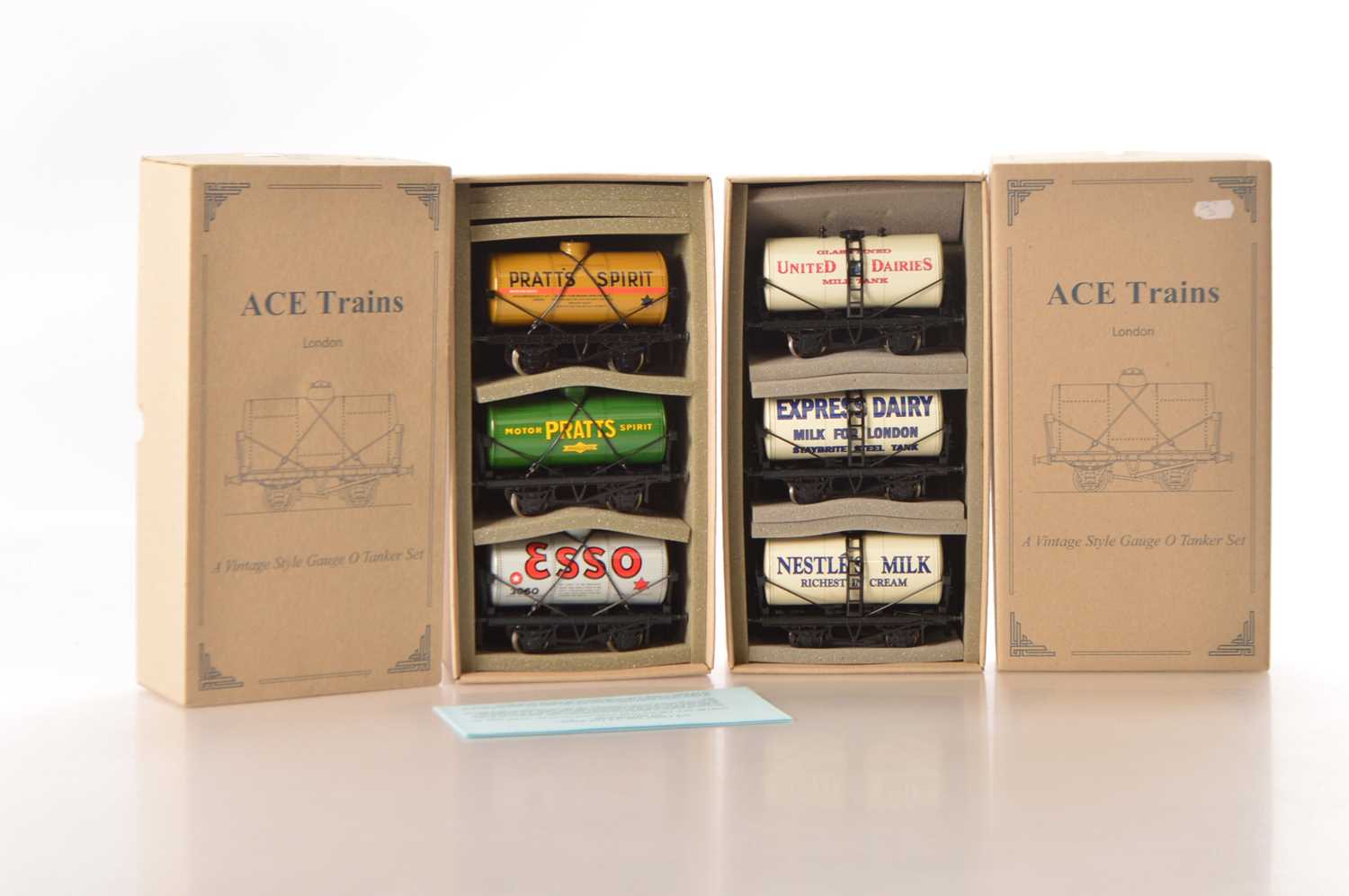 Lot 159 - Ace Trains 0 Gauge Modern issue pair of Tankers sets (2)