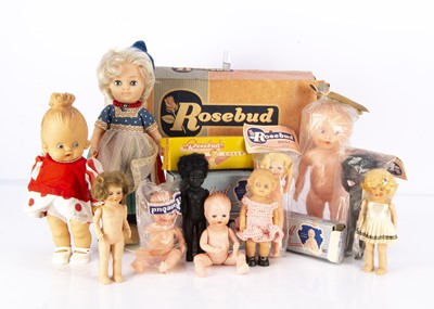 Lot 1061 - Rosebud hard plastic and vinyl dolls in original packaging