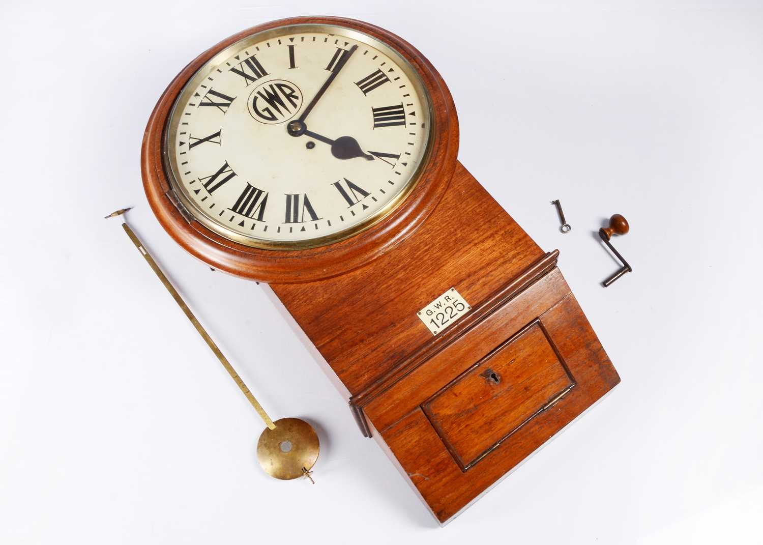 Lot 254 - GWR Drop Dial Fusee Train Station Clock