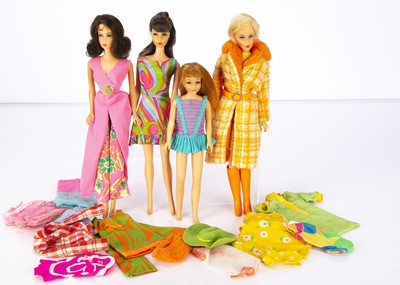 Lot 1070 - Three Mattel late 1960s Barbie dolls and outfits