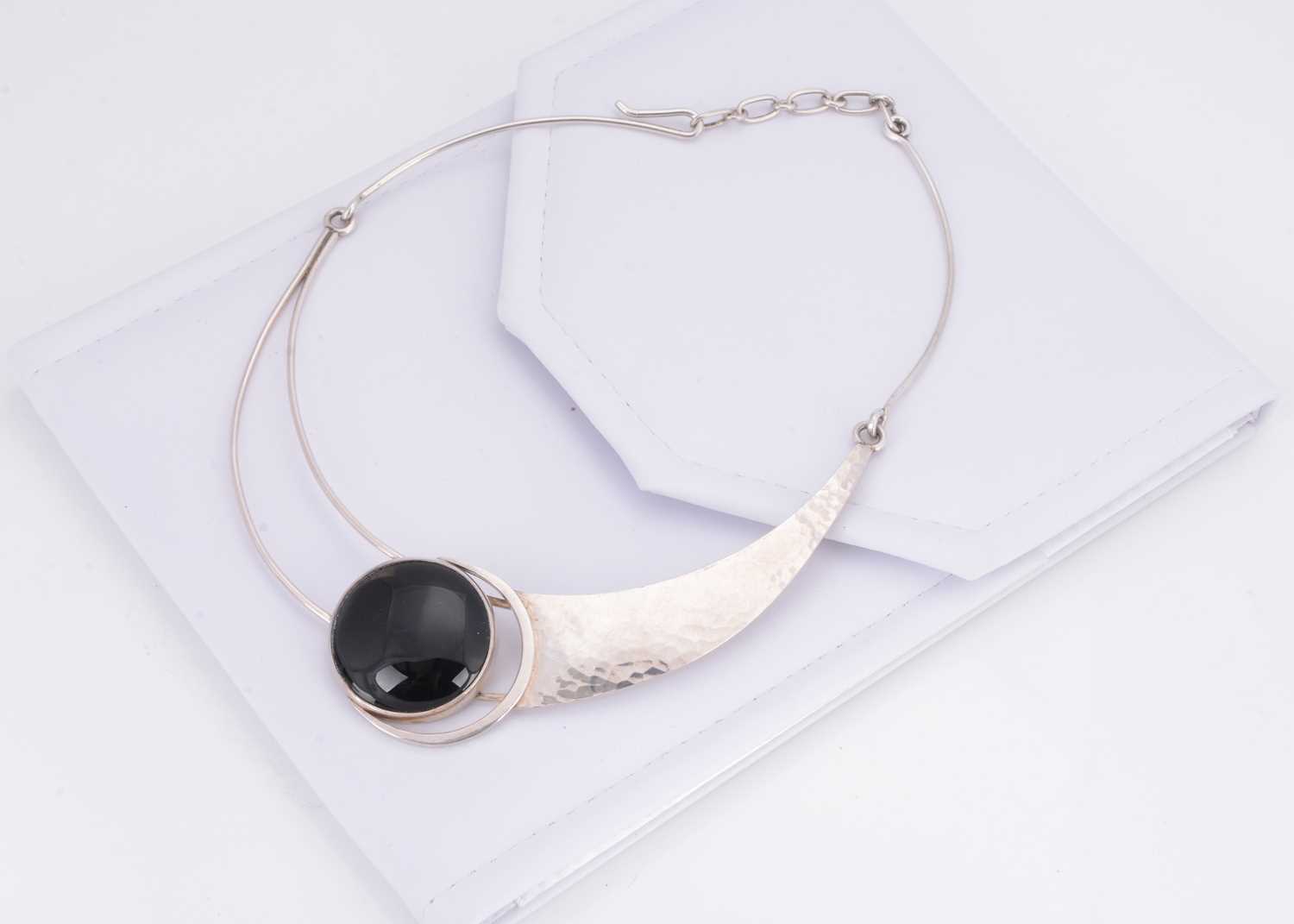 Lot 4 - A Danish silver and onyx contemporary necklace