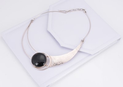 Lot 4 - A Danish silver and onyx contemporary necklace